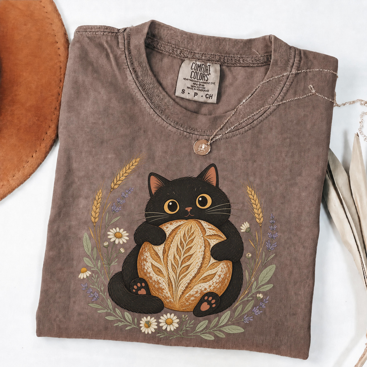 Floral Black Cat Sourdough Shirt