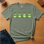 Mahjong Frogs Shirt in Espresso - frogs playing mahjong design on a brown Comfort Colors 1717 tee, flat lay