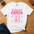 Baby Got Crack Shirt in Berry - pink baby got crack lettering with a six-crack tile on a berry Comfort Colors 1717 tee, flat lay