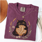 Floral Black Cat Sourdough Shirt