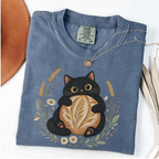 Floral Black Cat Sourdough Shirt