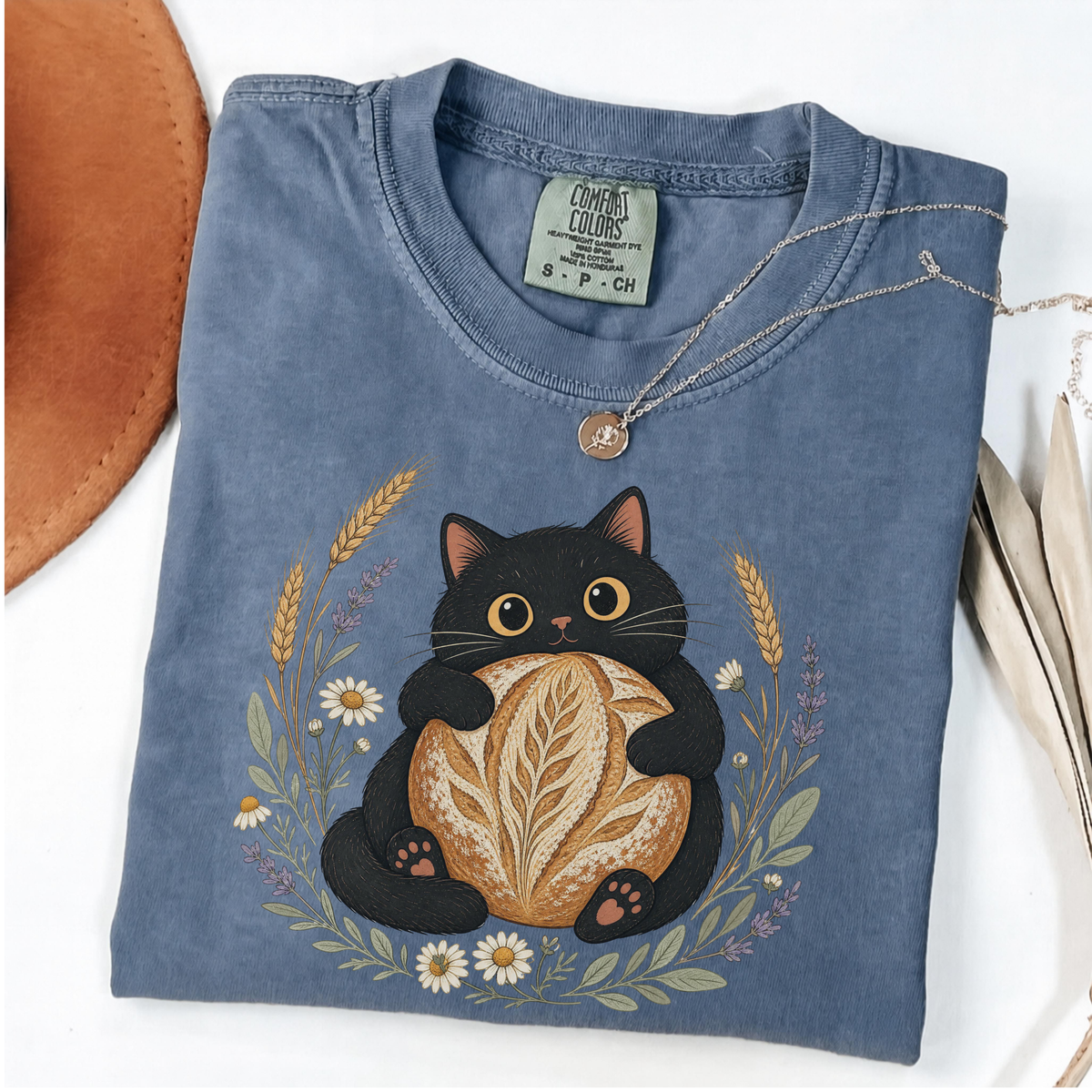 Floral Black Cat Sourdough Shirt