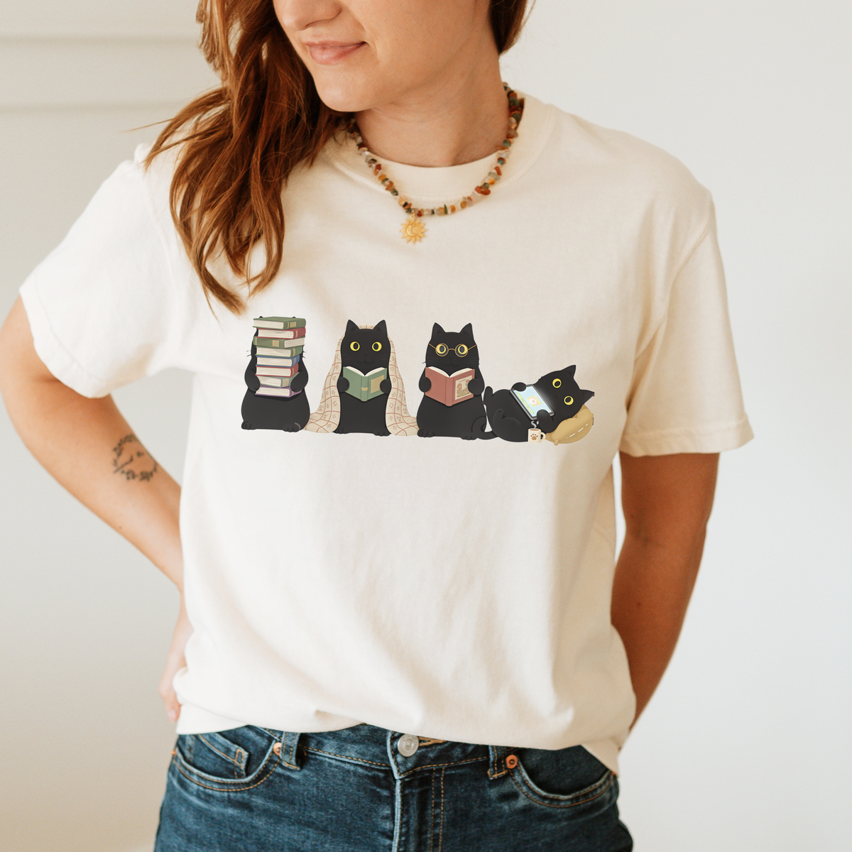 Black Cat Reading Shirt