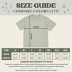 Comfort Colors 1717 size guide
