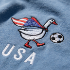 USA Soccer Goose embroidered shirt – Blue Jean embroidery close-up