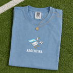 Embroidered Argentina Soccer Goose Shirt – Jean Blue flat lay