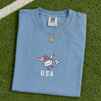 USA Soccer Goose embroidered shirt – Blue Jean on grass