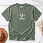 Embroidered Canada Soccer Goose Shirt – Moss flat lay