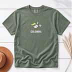 Embroidered Colombia Soccer Goose Shirt – Moss flat lay