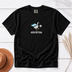 Embroidered Argentina Soccer Goose Shirt – Black flat lay