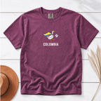 Embroidered Colombia Soccer Goose Shirt – Berry flat lay