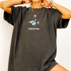 Embroidered Argentina Soccer Goose Shirt – on model