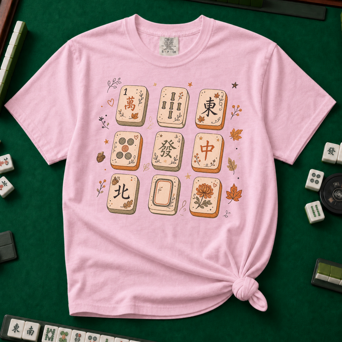 Mahjong Fall Tiles T-Shirt in Blossom