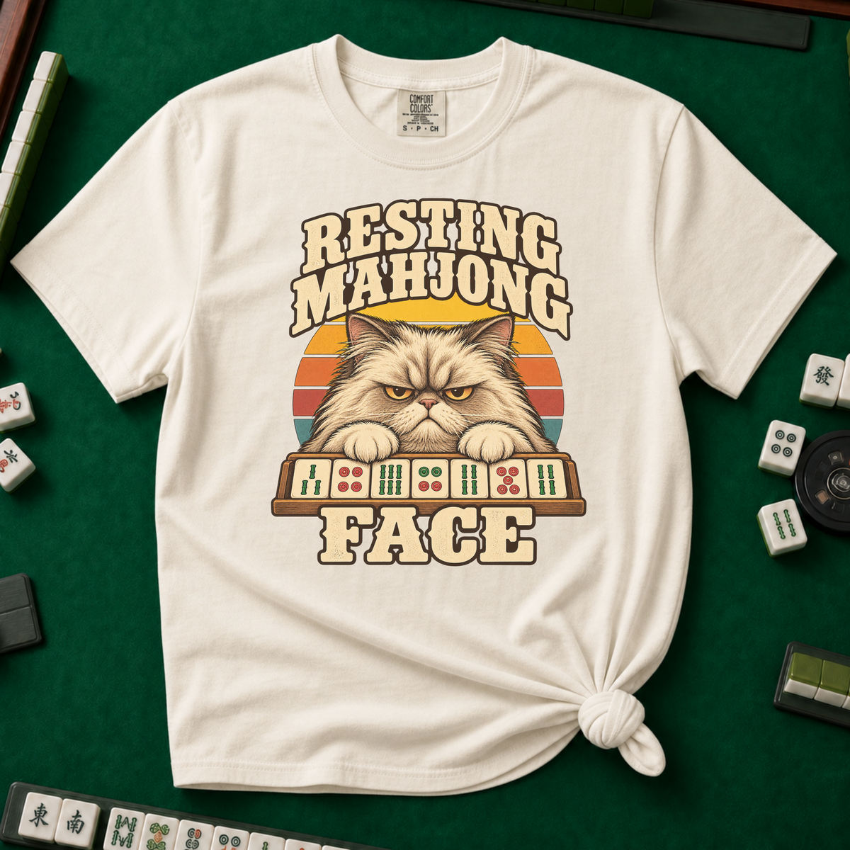 Resting Mahjong Face T-Shirt in Ivory