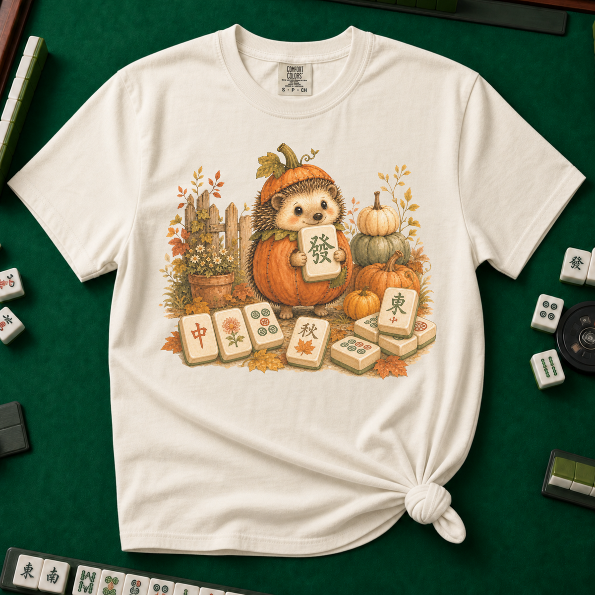 Pumpkin Hedgehog T-Shirt in Ivory