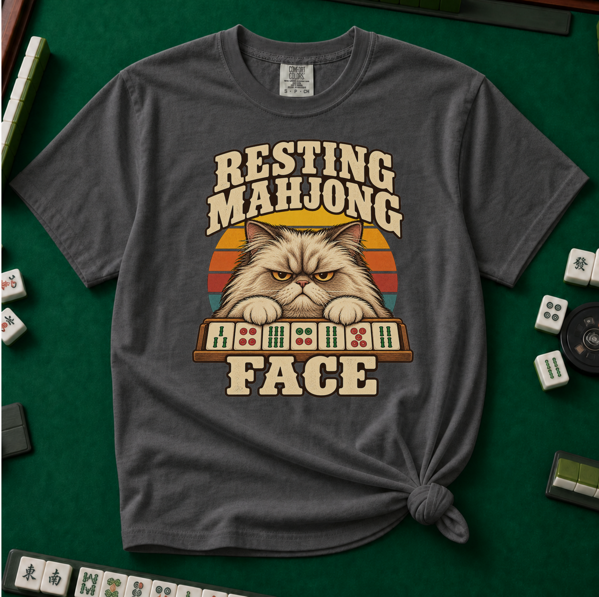Resting Mahjong Face T-Shirt in Pepper