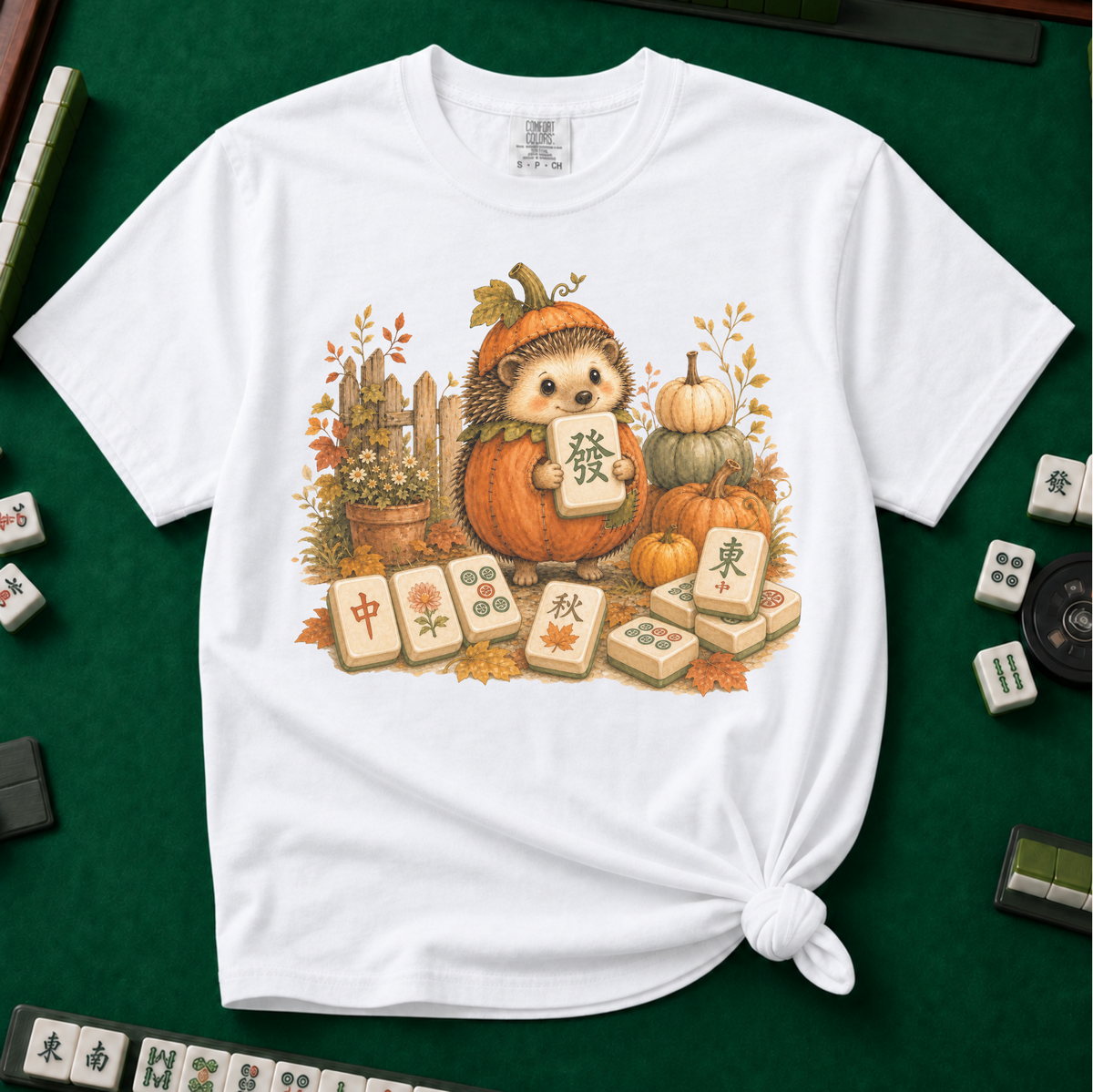 Pumpkin Hedgehog T-Shirt in White