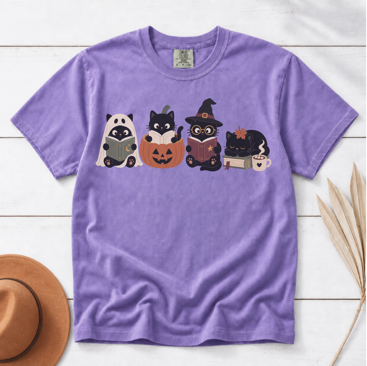 Halloween Black Cat Book Club Shirt