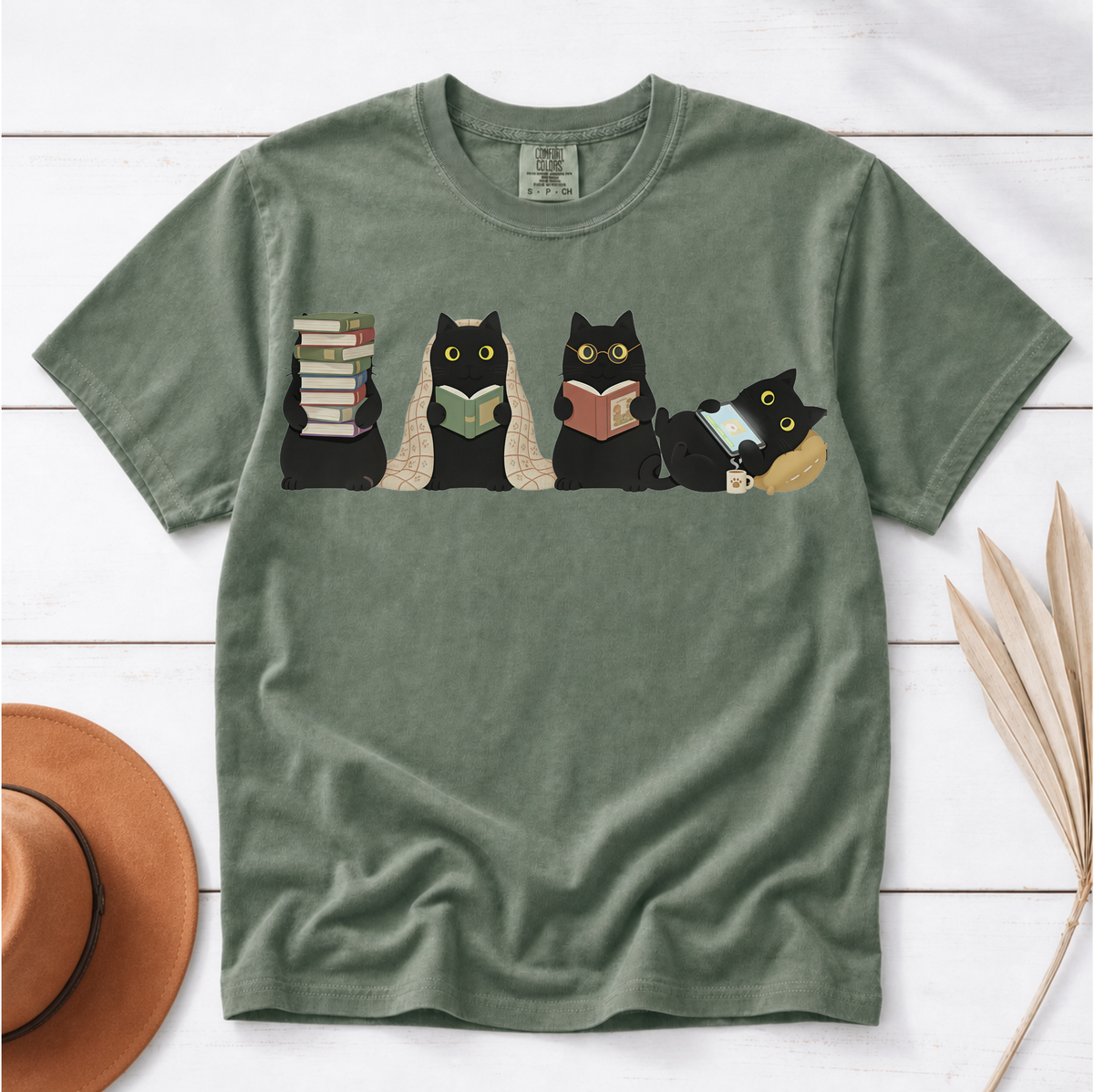 Black Cat Reading Shirt