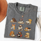 Pepper Comfort Colors shirt featuring nine adorable dogs baking and preparing bread