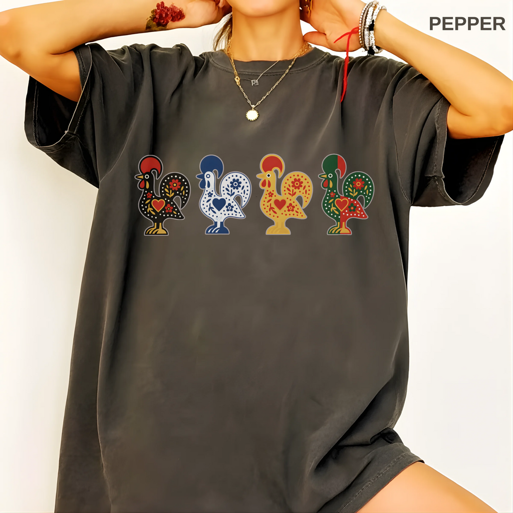 Model wearing a relaxed-fit garment-dyed T-shirt in the shown color; fit and color shown only.