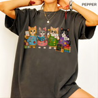For an actual modeled product image: Adult wearing the relaxed-fit pre-K teacher cat shirt in the selected colour.