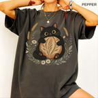Floral Black Cat Sourdough Shirt